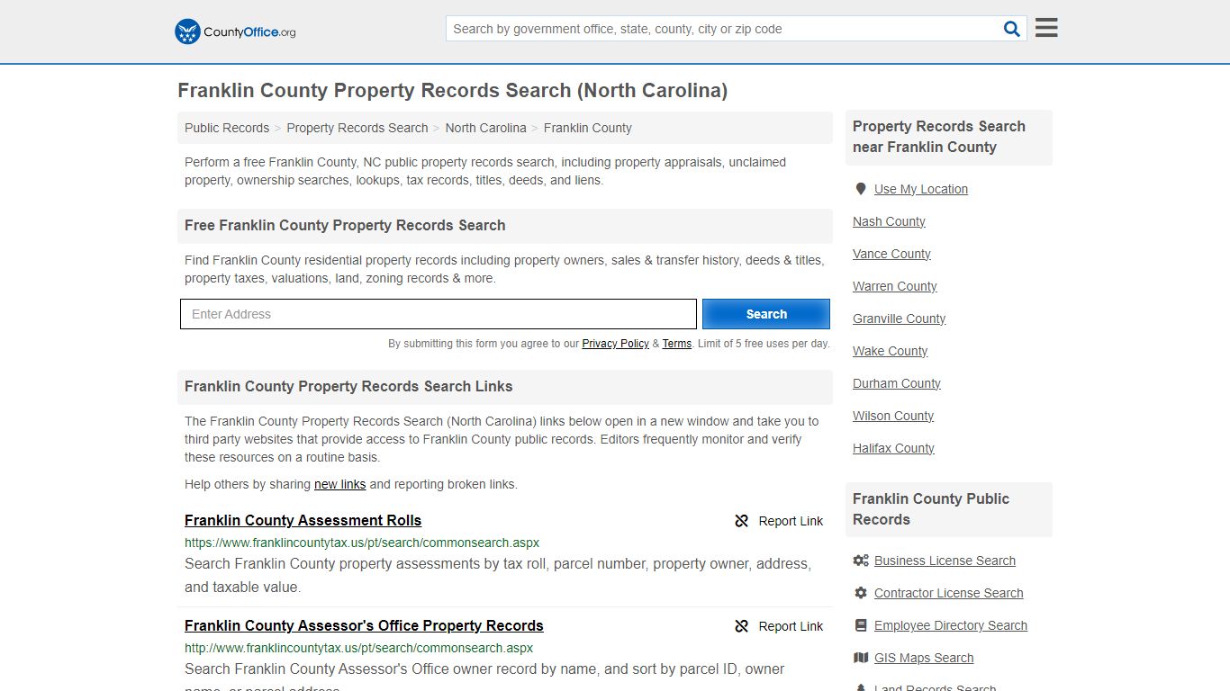 Franklin County Property Records Search (North Carolina) - County Office