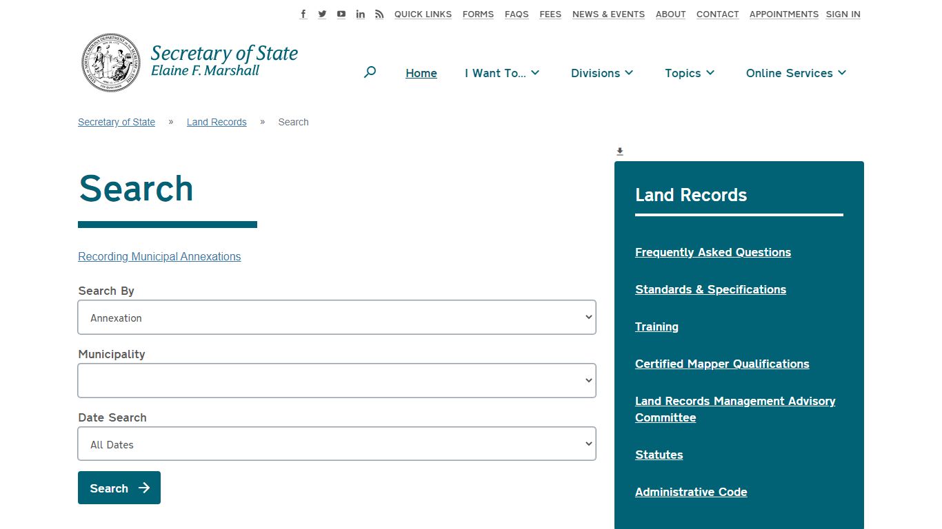 North Carolina Secretary of State Land Records Search