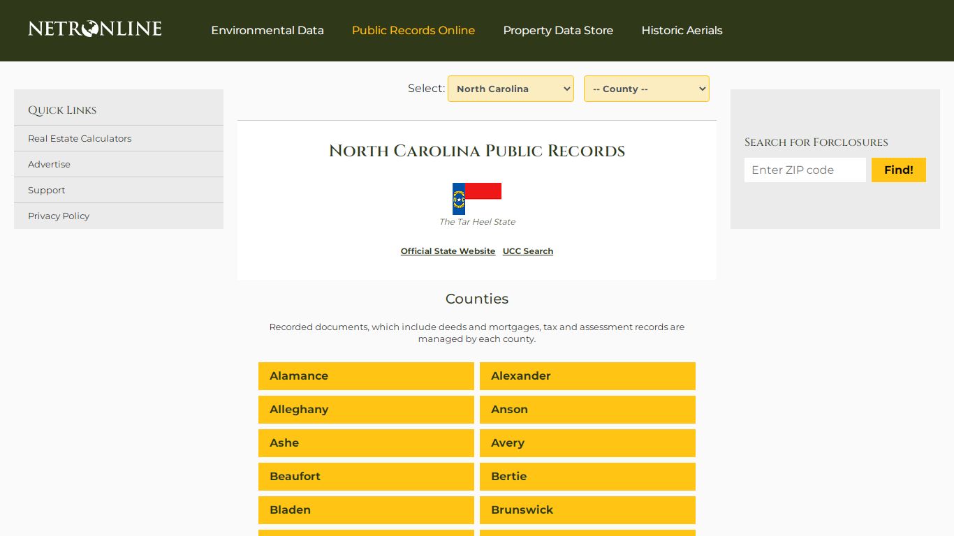 North Carolina Public Records Online Directory - NETROnline.com